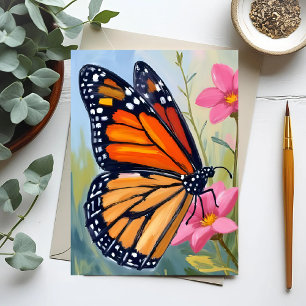 Carte Postale Jardin floral aquarelle papillon monarque