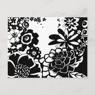 Carte Postale Jardin floral noir et blanc Motif graphique