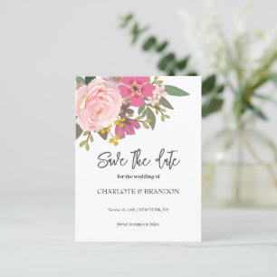 Carte Postale Jardin floral rose Mariage printemps Enregistrer l