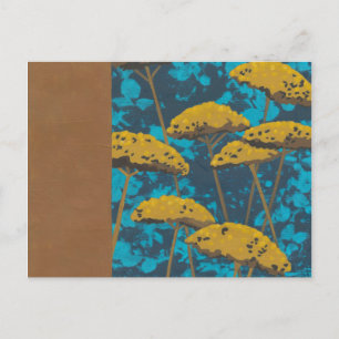 Carte Postale Jardin Golden Yarrow avec Arrière - plan bleu