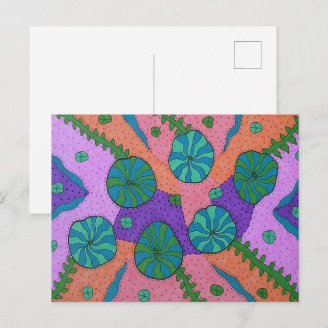 Carte Postale Jardin marin Retro Abstrait (Devant / Derrière)