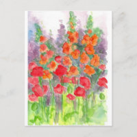 Jardin orange rouge d'aquarelle de fleur de