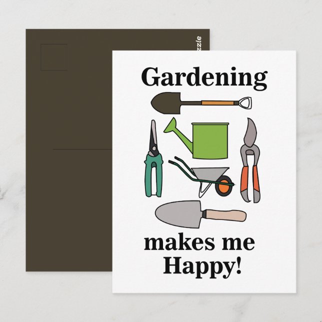 Carte Postale Jardinage Outils Jardinage (Devant / Derrière)