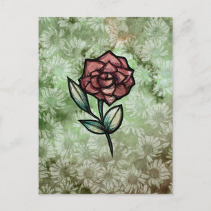Carte Postale Jardinage Rose Rouge Art roses jardin fleurs