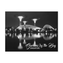 Jardins de la baie Singapour Black and White Postc