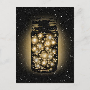 Carte Postale Jarre De lucioles Avec Étoiles De Nuit