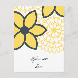 Carte Postale Jaune, Blanc, Charbon Moderne Floral