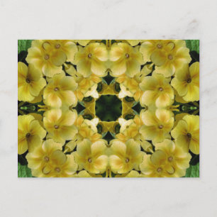 Carte postale jaune de fleur d'art de kaléidoscope