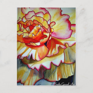 Carte Postale Jaune de la fleur de Begonia aquarelle art origina