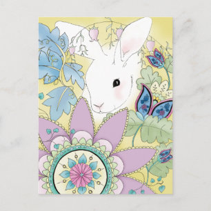 Carte postale jaune de lapin