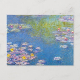 Carte postale jaune de nénuphars de Monet