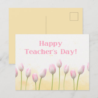 Carte Postale Jaune floral Joyeuse Fête des Enseignants