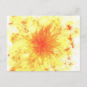 Carte Postale Jaune Orange Abstrait Art Aquarelle Laver Fleur