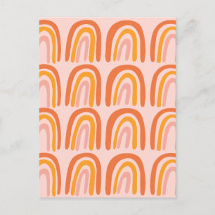 Carte Postale Jaune orange rose doux motif arc-en-ciel