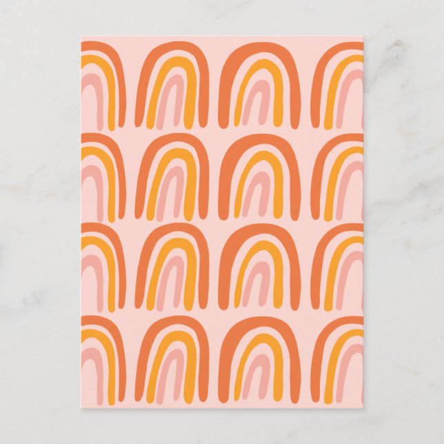 Carte Postale Jaune orange rose doux motif arc-en-ciel (Devant)