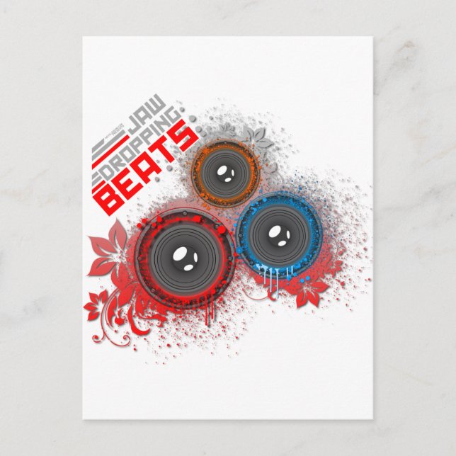 Carte Postale Jaw Drops Beats - Musique DJ Graffiti Urban (Devant)
