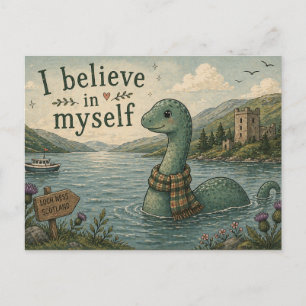 Carte Postale Je crois en moi-même Monstre du Loch Ness fantaisi