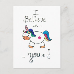 Carte Postale Je crois en VOUS ! Unicorne