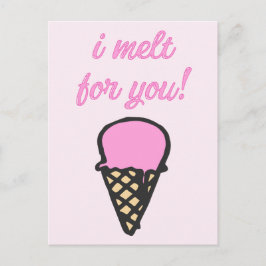 Carte Postale Je fond pour vous -Romantique cône de crème glacée