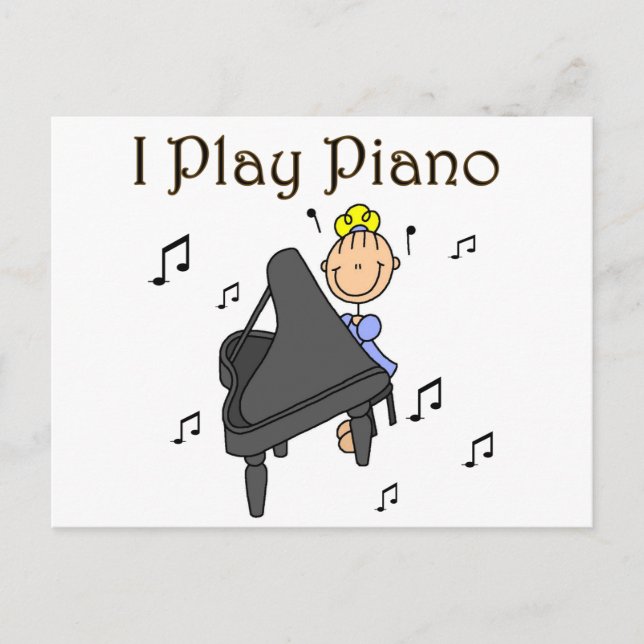 Carte Postale Je joue aux t-shirts et cadeaux de piano (Devant)