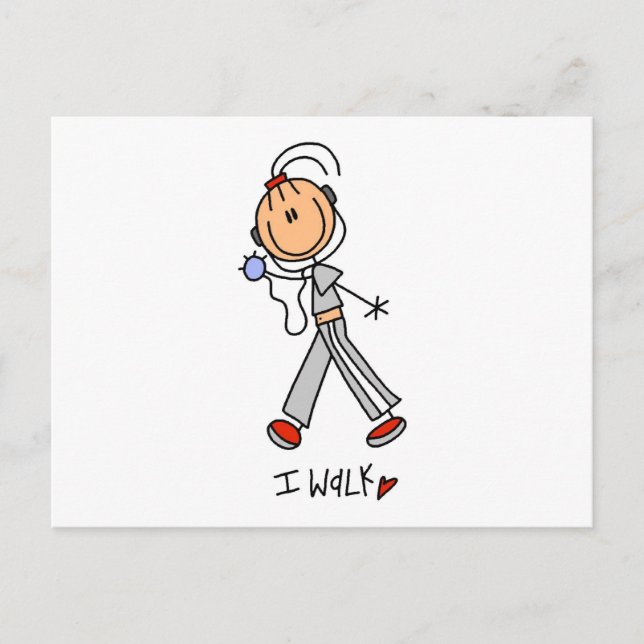 Carte Postale Je marche chemises et cadeaux (Devant)