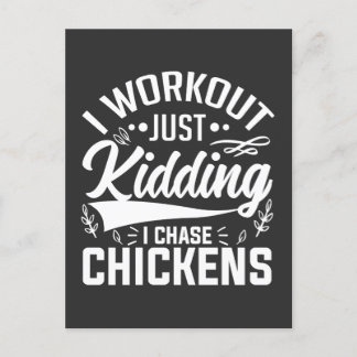 Carte Postale Je m'entraîne Je plaisante Je chasse les poulets