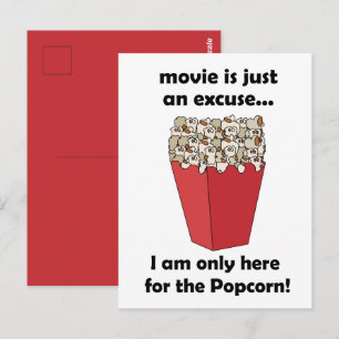 Carte Postale Je ne suis ici que pour le pop-corn Citation drôle