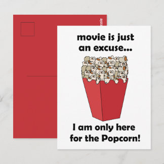Carte Postale Je ne suis ici que pour le pop-corn Citation drôle