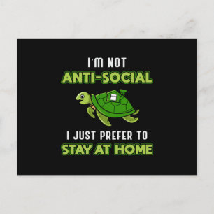 Carte Postale Je ne suis pas Anti-Social Turtle Lover Turtles Se