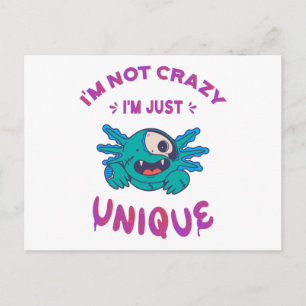 Carte Postale Je ne suis pas fou Je suis juste unique Axolotl
