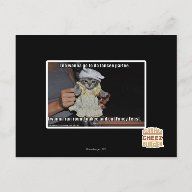 Carte Postale Je ne veux pas aller à da fancee partee (Devant)