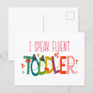 Carte Postale Je parle Fluent Toddler - Maman, Garderie Enseigna