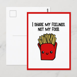 Carte Postale Je Partage Sentiments Pas Nourriture Drôle Kawaii 