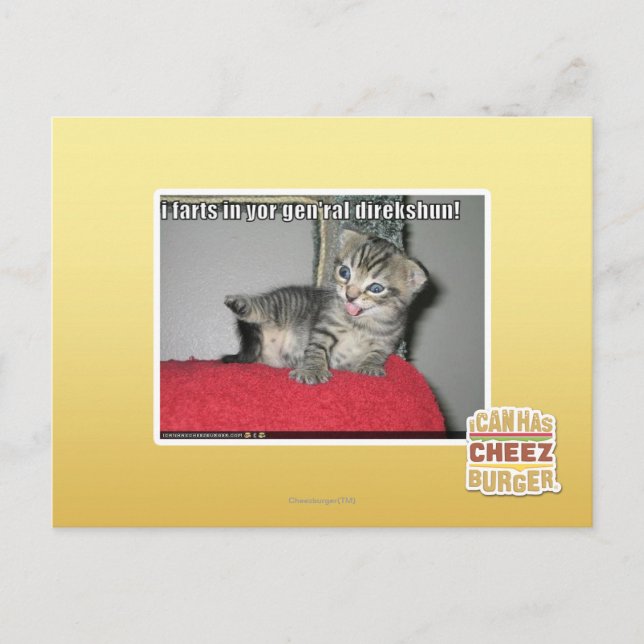 Carte Postale Je pète dans ton gen'ral direkshun (Devant)