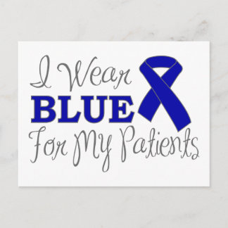 Carte Postale Je Porte Du Bleu Pour Mes Patients (Ruban Bleu)