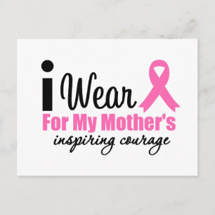 Carte Postale Je porte le rose pour le courage inspirant de ma m