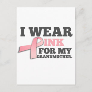 Carte Postale JE PORTE UNE ROSE POUR MA GRAND-MÈRE Cancer du sei