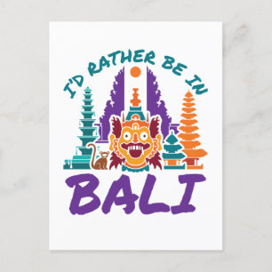 Carte Postale Je préfère être à Bali Indonésie Voyage vacances