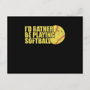 Carte Postale Je préfère jouer au Softball Sport