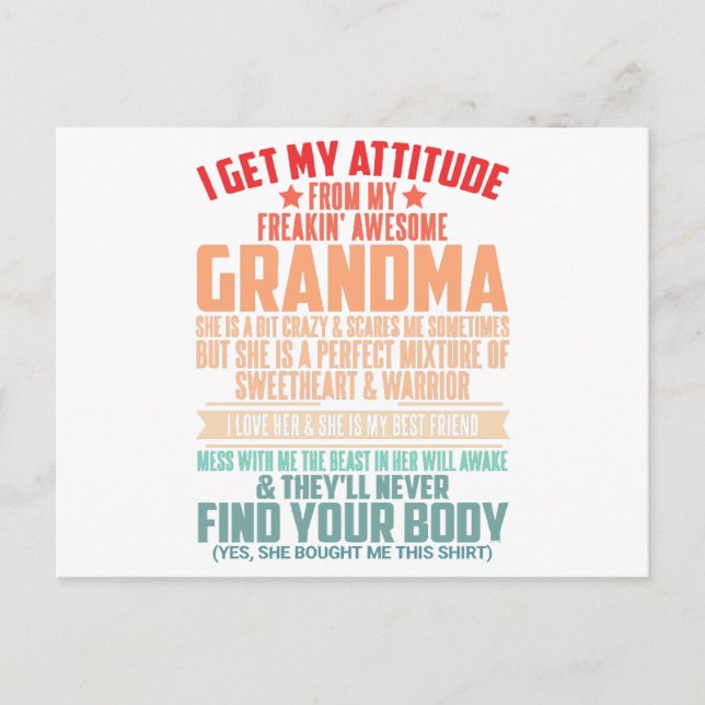 CARTE POSTALE JE REÇOIS MON ATTITUDE DE MA GRAND-GRAND-MAJEURE F (Devant)