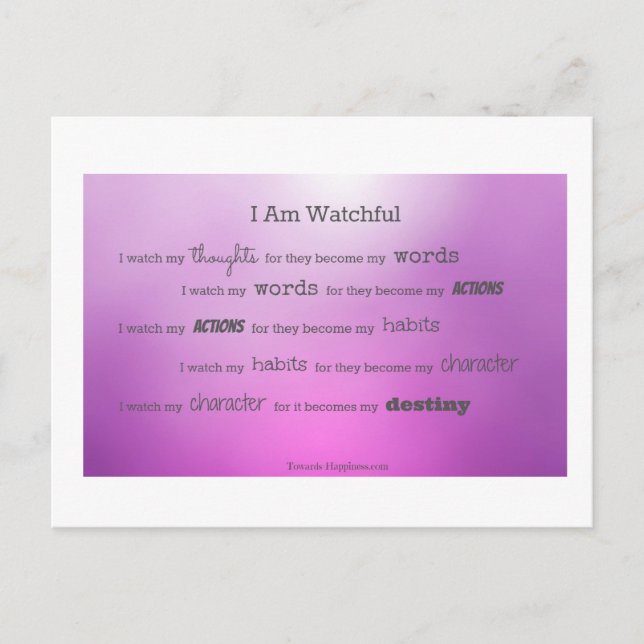 Carte Postale Je regarde mes pensées (Devant)