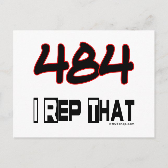 Carte Postale Je Représente L'Indicatif Régional 484 (Devant)