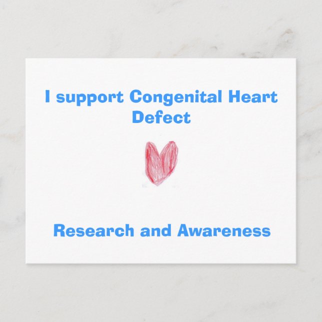 Carte Postale Je soutiens le défaut cardiaque congénital, la rec (Devant)