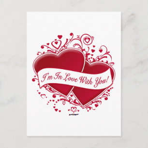 Carte Postale Je suis amoureux de toi ! Cœurs rouges