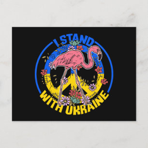 Carte Postale Je Suis Avec L'Ukraine Flamant rose Floral