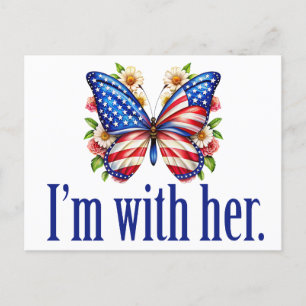 Carte Postale Je suis avec son mignon papillon Kamala Harris