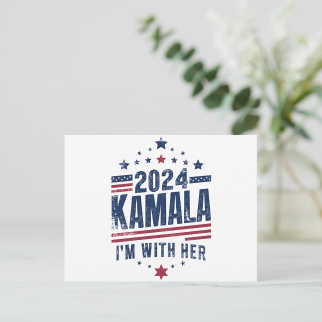 Carte Postale Je suis avec son vote Kamala pour 2024 Kamala-Harr (Debout devant)