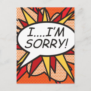 Carte Postale JE SUIS DÉSOLÉ Fun Retro Bande Dessinée Pop Art