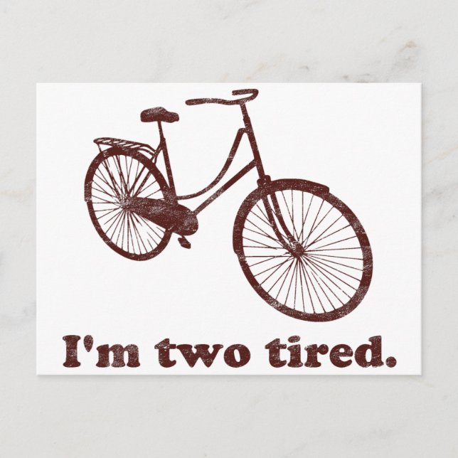 Carte Postale Je suis deux fatigué trop fatigué Sleepy Bicycle (Devant)