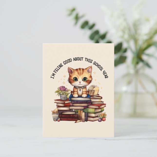 Carte Postale Je suis Feline bon pour cette année scolaire (Debout devant)